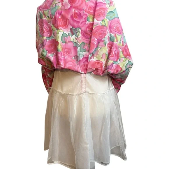 Youth Floral Satin Summer Spring Sleeveless Scoop Neck Sundress - Picture 6 of 14